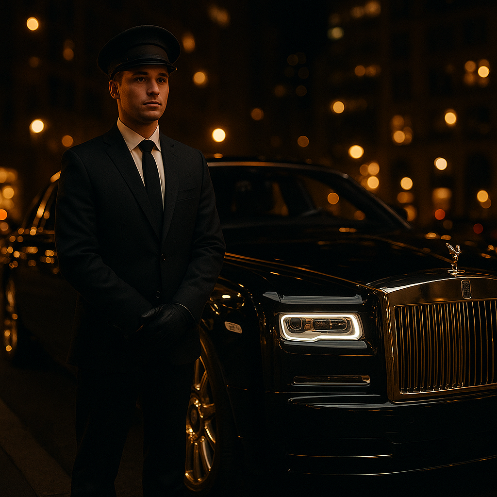 Chauffeur et Rolls Royce de nuit — EULAM 55